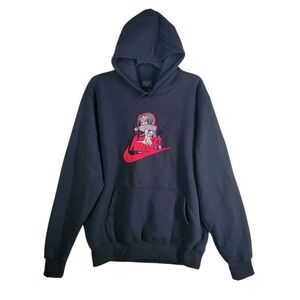 Nike Naruto Itachi Uchicha Hoodie Sweatshirt Mens XL Black Red Embroidered Logo